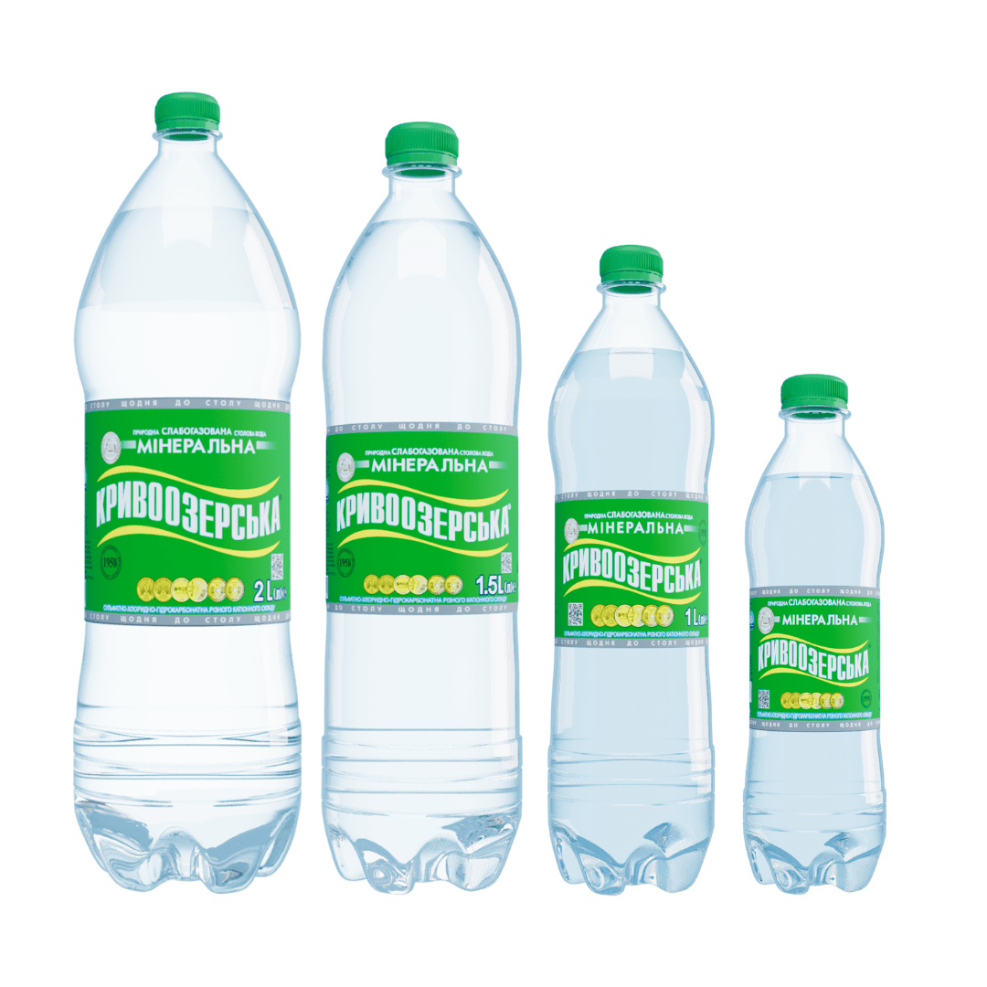 Банер з позиціями слабогазованої лінійки ТМ Кривоозерська